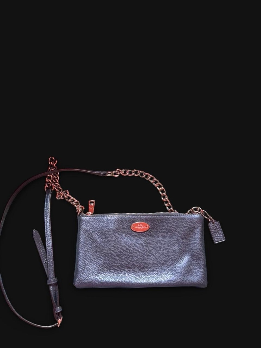 👜 Coach navy shimmer leather crossbody bag 👜